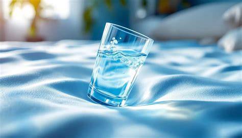 Glas Wasser neben Ballaststoffreiches Frühstück
