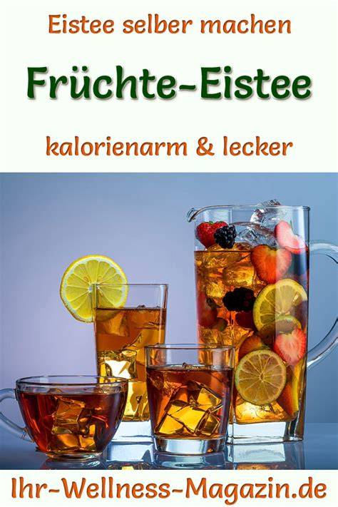 Glas mit Eistee ohne Zucker, frische Früchte