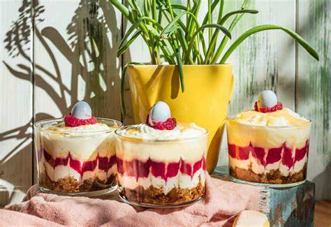 Glas mit Himbeer-Tiramisu, geschichtet
