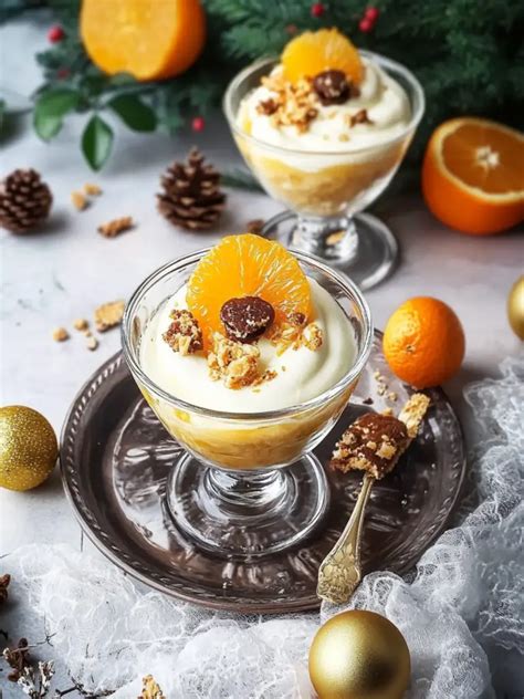 Glas mit Orangencreme und geriebenem Lebkuchen