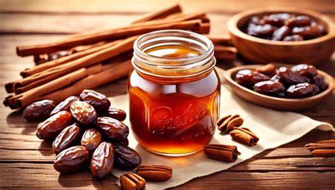 Glas mit selbstgemachtem Dattelsirup