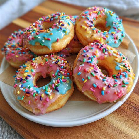 Glasierte Donuts mit buntem Streudekor