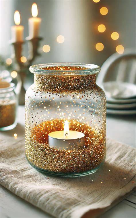 Glitzer im Glas als Geschenkverzierung