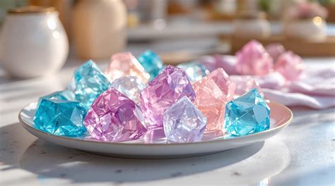 Glitzernde essbare Kristalle auf Torten
