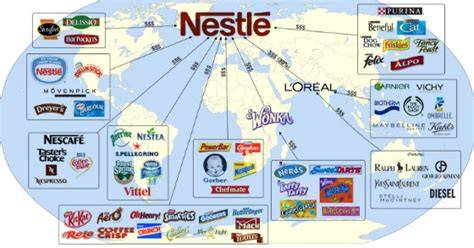 Globale Verteilung der wichtigsten Nestlé Produktionsstätten und Marken