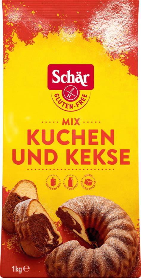 Glutenfreie Kuchen und Kekse mit Schär Mehl, vegane und laktosefreie Symbole