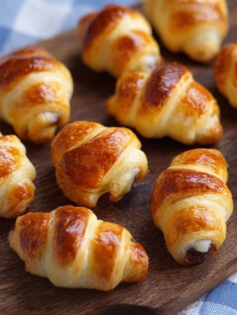 Goldbraune Mini Croissants auf Teller