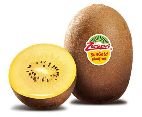 Goldene Kiwi Zespri SunGold auf Holzbrett