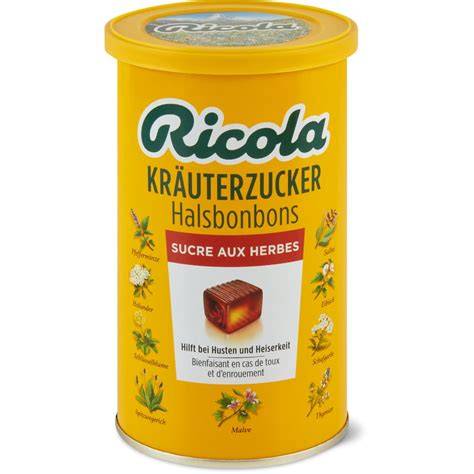 Grafik: Übersicht Zuckeraustauschstoffe in Ricola Bonbons