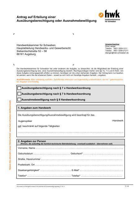 Grafik: Ablauf der Beantragung einer Ausnahmebewilligung nach §8 HwO