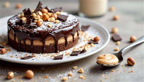 Grafik: Arbeitsschritte von Nougat schmelzen bis Torte verzieren
