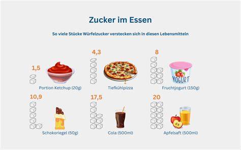 Grafik: Medianer Zuckergehalt verschiedener Produktgruppen (Limonaden, Cerealien, Joghurt)