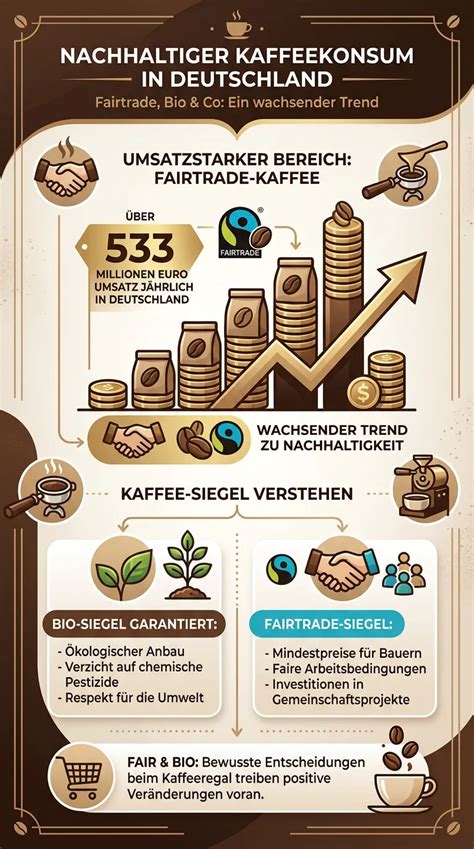 Grafik: Nachhaltiger Kaffeekonsum (Bio-Siegel, Fairtrade, CO₂-Verfahren)