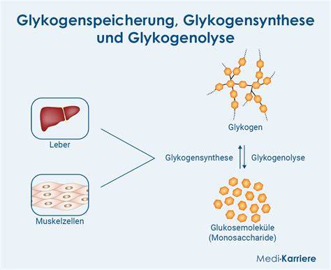 Grafik Glykogenspeicher: Leber, Muskeln, Fett als Speicherplätze