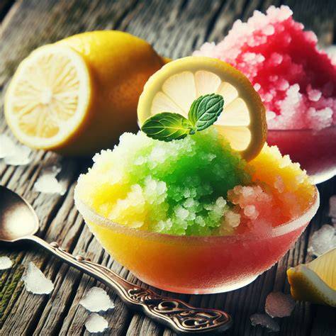 Granita Siciliana mit Zitronen- und Pistazienaroma