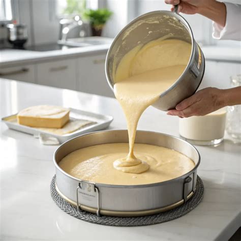 Grießcreme wird in eine Springform gestrichen