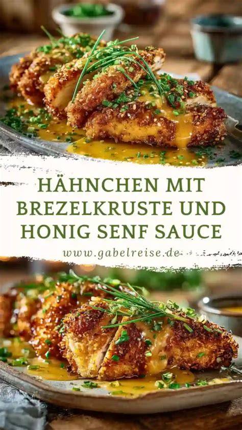 Hähnchen mit Brezelkruste und Honig-Senf-Soße