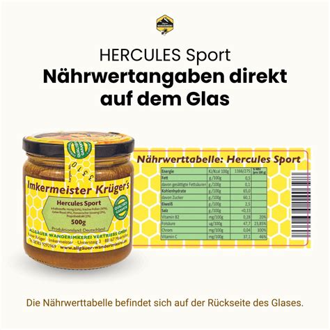 HERCULES Sport Glas mit Ginseng- und Blütenpollen-Illustration