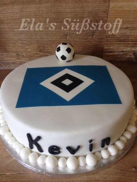 HSV Naked Cake mit Fußball- und Blumen-Deko