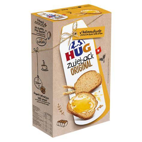 HUG Zwieback Packung und Zwieback-Scheiben