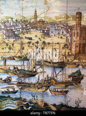 Hafen von Sevilla im 16. Jahrhundert (Symbolbild für Kakaohandel)