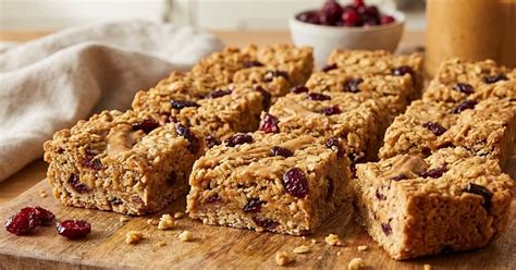Haferflocken und getrocknete Cranberries auf Holzbrett