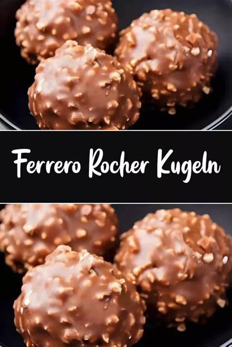 Halbierte Ferrero Rocher Kugeln als Dekoration auf Dessert
