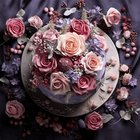 Handgemachte Torte mit Blumendeko