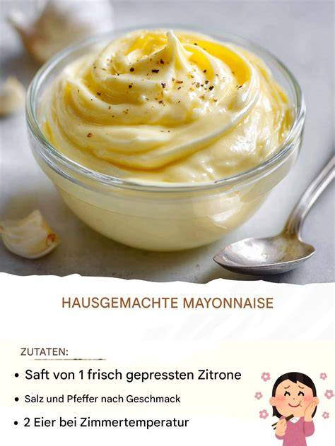 Hausgemachte Mayonnaise im Glas mit Zutaten