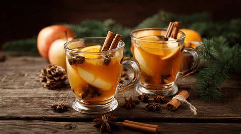 Heißer Apfel Honig Punsch in einer Tasse mit Winterdecke
