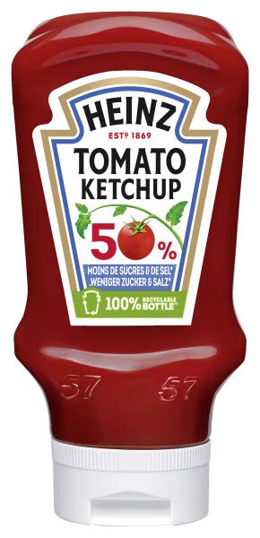 Heinz Ketchup Flasche 50% weniger Zucker und Salz