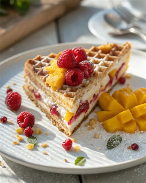 Herbstliche Waffeltorte mit Creme und Früchten
