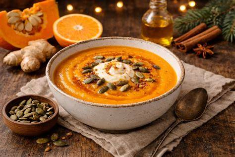 Herbstliche Zutaten: Kürbis, Orangen, Äpfel, Vanille, Ingwer und Gewürze
