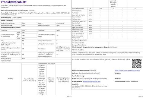 Herstellerinformationen und Verpackungslabel