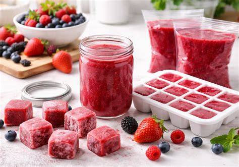 Herstellung von Beerenpüree und -saft zum natürlichen Rotfärben von Zuckerguss