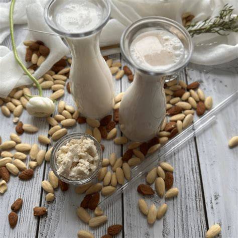 Herstellung von frischer veganer Mandelmilch im Thermomix
