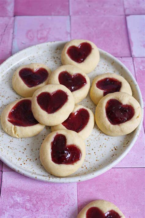 Herz Cookies mit Marmeladenfüllung