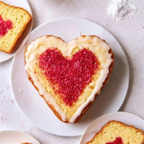 Herz-Motivkuchen - ausgekühlte Scheiben und ausgestochene Herzen