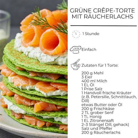 Herzhafte Crêpe-Torte mit Räucherlachs und Kräutern