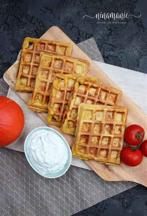 Herzhafte Variante: Waffeltorte mit Dinkel, Käse und Paprika