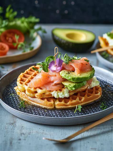 Herzhafte Waffeln mit Avocado und Feta
