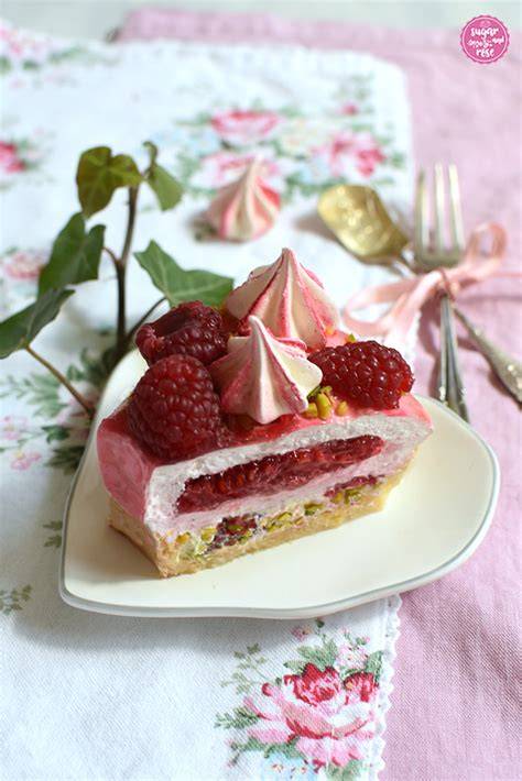 Himbeer Puddingkuchen - Schichten im Querschnitt