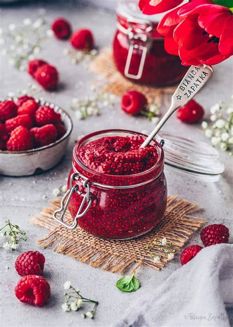 Himbeer-Chia-Marmelade im Glas