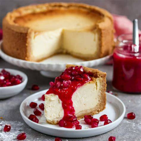 Himbeer-Granatapfel Sauce auf Käsekuchen