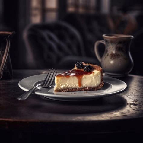 Himbeer-Käsekuchen auf Teller mit Gabel