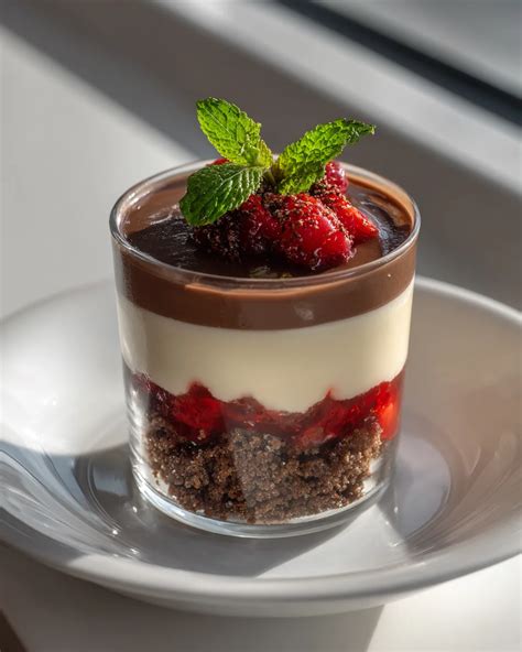 Himbeer-Schmand-Dessert im Glas: Schichten aus Keks, Creme und Frucht