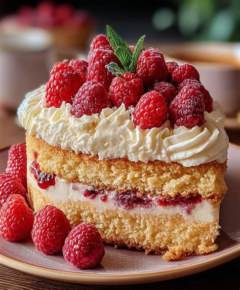 Himbeer-Vanille Torte auf Teller