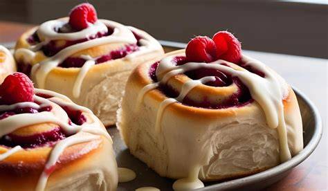 Himbeer-Zimtschnecken serviert zum Brunch