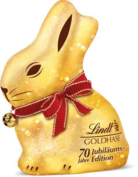 Historische Abbildung: Früher Lindt Goldhase in goldener Folie