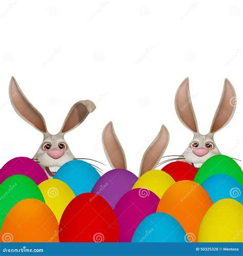 Historische Abbildung des Osterhasen mit bunten Ostereiern